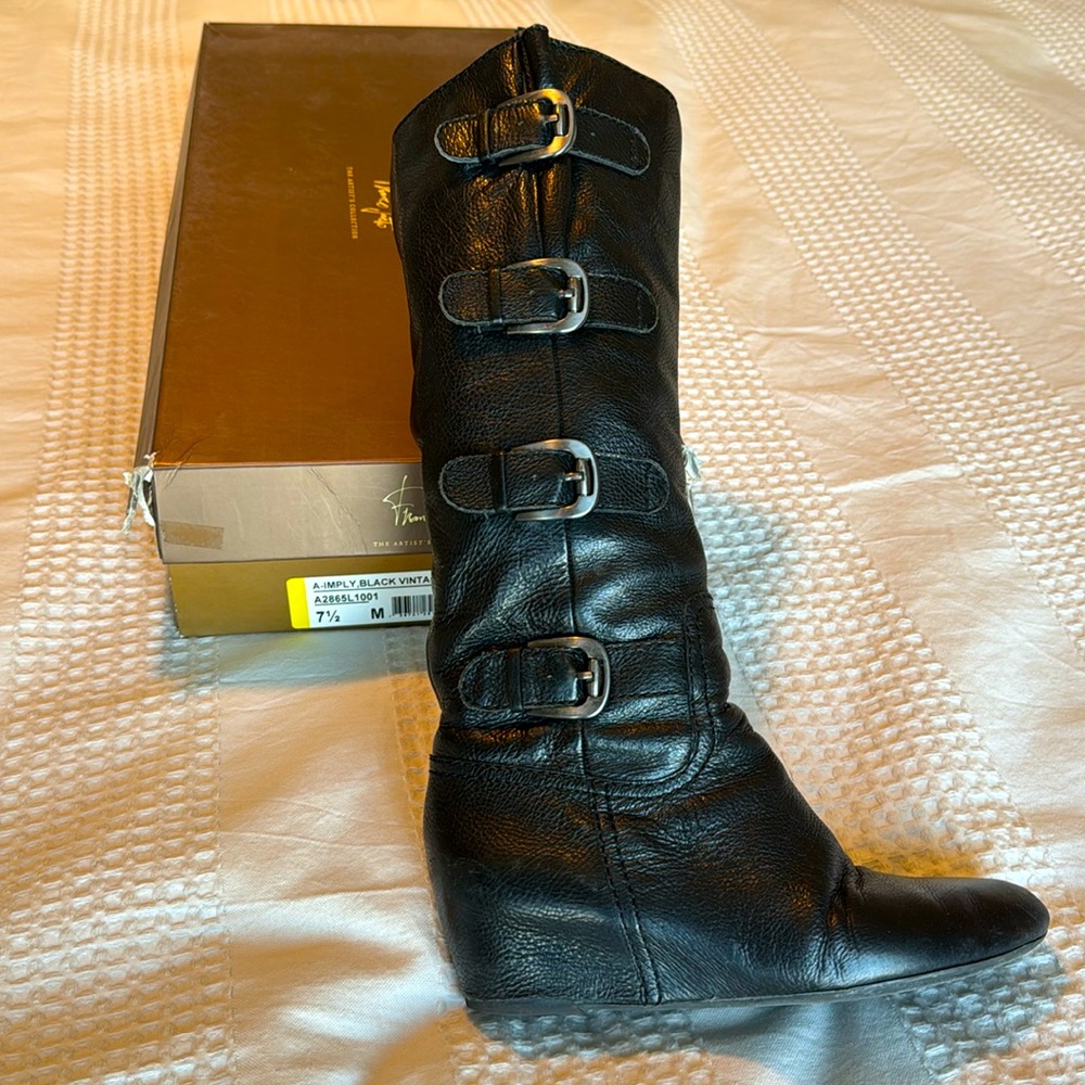 Franco Sarto zip up tall buckle boot size 7.5
